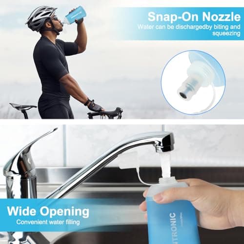 Flintronic TPU Foldable Water Bottles, 2-Piece Soft Flask, BPA-Free, for Hydration on Backpacks, Bicycles, Hiking, Jogging, Camping, and Climbing (250ml, Light Blue) — view 5