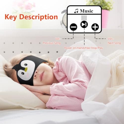 OFFCUP Sleep Headphones, Headband Headphones, Soft Bluetooth Headset Hi-Fi Stereo Super Bass Music Headphones for Men Women Office Nap Travel Yoga Workout Meditation（Black and white penguin） — view 4