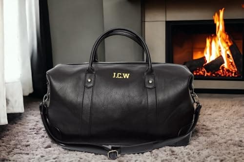 ZOEEDEN Personalised Faux Leather Travel Duffel | Holdall Carry On Weekender Bag | Overnight Travel Duffel Bags for Men and Women (Black) — view 6