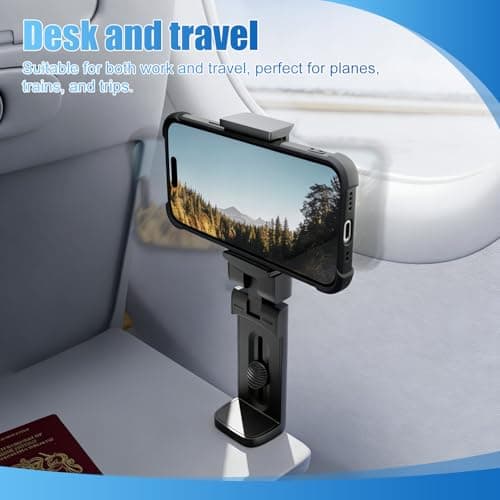 JinRuiCPeng 2 Pack Airplane in Flight Phone Holder, 360° Rotatable Travel Stand, Foldable Travel Phone Stand for Plane Seat and Tray Table, Hands-Free Flying and Holiday Travel Essentials, Adjustable — view 4