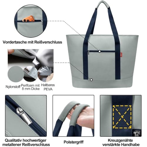 LHZK Jumbo Insulated Cooler Bag, Heavy Duty PU Insulated Grocery Bag, 50L — view 4