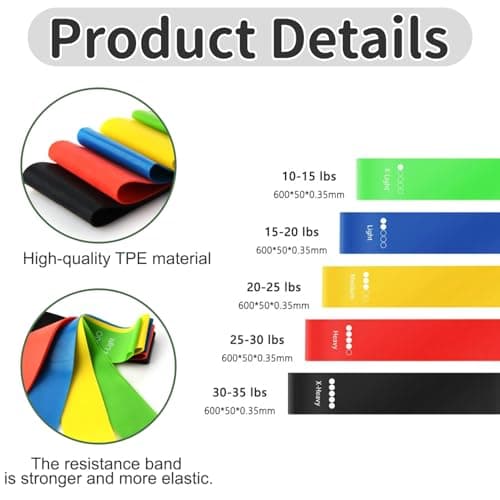 5-Level Resistance Bands Set for Full-Body Workouts - for Strength Training, Yoga, and Rehabilitation — view 3