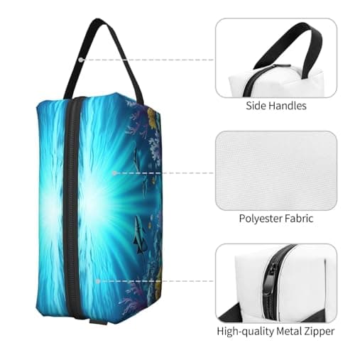 GaJher Large Travel Cosmetic Bag â€“ Reusable Submarine Coral Rays Print Toiletry Dopp Kit, Portable Organizer for Makeup, Daily Essentials, White, One Size — view 3