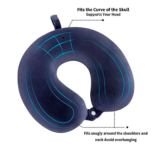 WENGX Travel Pillow Neck Pillow Memory Foam Travel Pillows Head Support Cushion for Airplane Train Car Office Travel Essential Flight Pillows for a Long Hauls Sleeping Rest (Navy Blue) — view 5