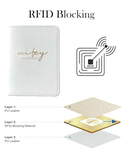 GroomBrideGifts Hubby and Wifey Passport Wallet, Wedding Gifts for Couples, Passport Holder for Travel, Honeymoon Travel Essentials, A Wifey & Hubby, 5 * 6, Minimalist — view 3