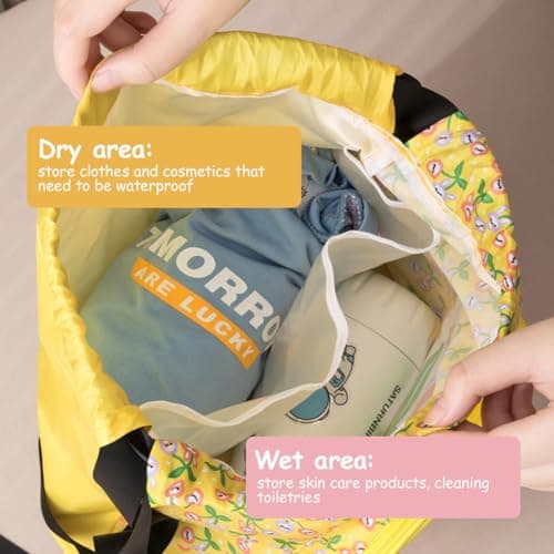 Alaoo Drawstring Bag for Kids, Waterproof Swimming Backpack with Wide Straps Swimming Beach Backpack with Zippered Pocket for Girls, Kids Sports, Gym, and Yoga(Unicorn) — view 4