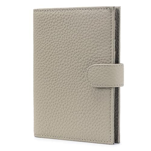 Karmiir Slim RFID Leather Passport Wallet for Men and Women with Card Holder, SIM Slots, Zippered Coin Pocket and Silver, Travel Wallet Passport Cost, grey, 10.16 x 10.41 x 13.97 cm