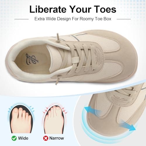 JOINFREE Women's Slip On Walking Shoes Wide Fit Casual Trainers Beige — view 3