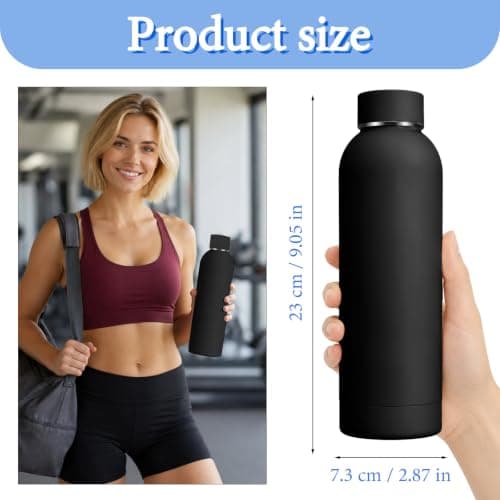 10 Pack Insulated Water Bottles, 17oz Stainless Steel Tumblers Bulk, Black — view 2
