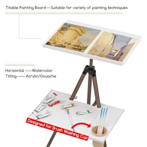 MEEDEN Watercolour Plein Air Easel: Adjustable Travel Easel Stand for Outdoor Painting - Lightweight Portable Travel Tripod with Mixing Palette Tray for Artist — view 6