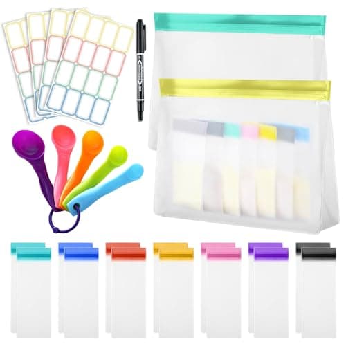 ZVRSUA Protein Powder Travel Container Set, 23 Pcs, Reusable Protein Powder Container to Go, Portable Waterproof, Portable Refill Container with Measuring Spoon