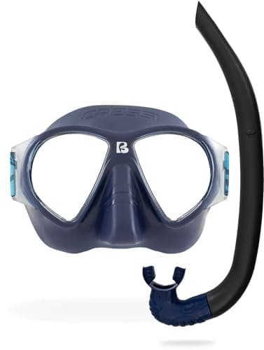 Cressi since 1946 - Nautilus Combo - Force Mask Separate Polycarbonate Lenses + Vibe Snorkel TPR Tube Silicone Mouthpiece Ideal Snorkeling and Surface Swimming - Blu Navy - One Size - Adult