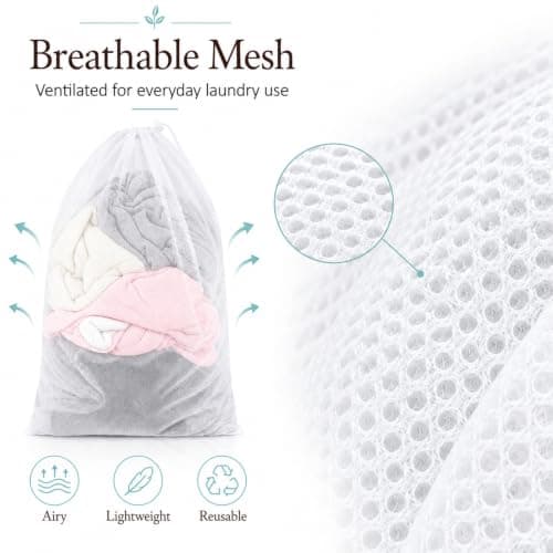 2-Pack 30 x 40 cm White Mesh Laundry Bags with Drawstring — view 4