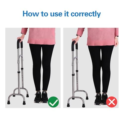 Walking Stick for Elderly, Multifunctional Standing Aid Frame, Adjustable Four Leg Wide Base Stable Stainless Steel Canes Standing Mobility Aid — view 6