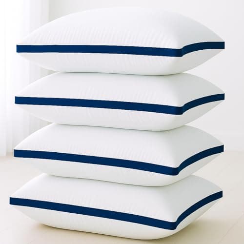 Luxury Pillows 4 Pack Hotel Quality Bed Pillow Ideal for Stomach, Back Support, Firm and Side Sleepers Down Alternative Premium Filled Hotel Pillows 4 Pack Hypoallergenic Soft Pillow for Neck