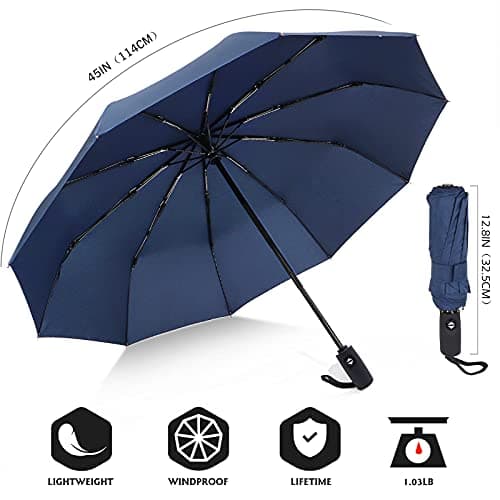 ZOMAKE Compact Umbrella Windproof,Travel Small Umbrella (46in-Navy Blue) — view 2