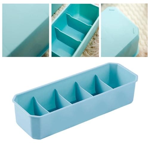 Sxhlseller Portable Plastic Sock Storage Box | Multi-Compartment Underwear Organizer for Drawer Closet Travel, Durable Stackable Sorting Box — view 3
