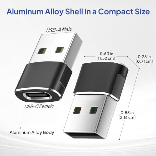 Elebase USB to USB C Adapter for iPhone 17 4Pack,USBC Car Charger Adapter — view 4
