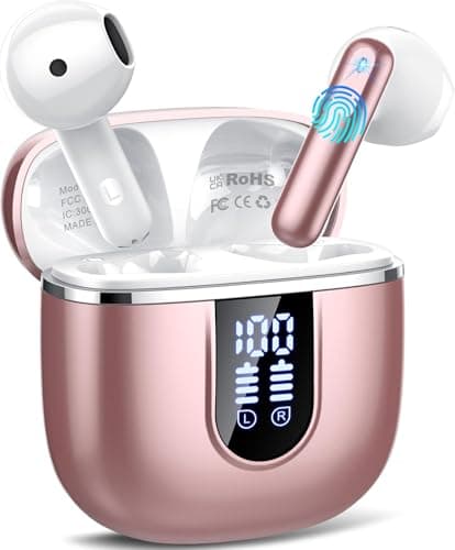 Wireless Earbuds with 6D Stereo, Bluetooth Headphones for Work, Sport Gold