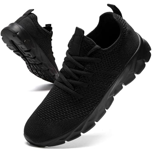 Oltyutc Trainers Men Running Gym Sneakers Walking Shoes Black Size 9 UK