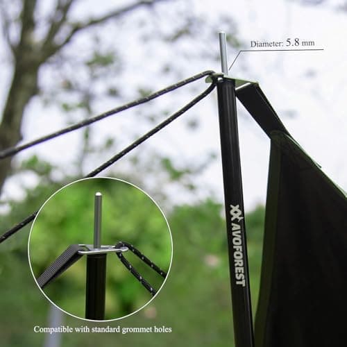 Tent Poles for Tarp, AVOFOREST Camping Tent Tarps Poles Adjustable Camping Accessories 190cm Heavy Duty Poles Thicker Tent Pole with a Diameter of 16mm for Backpacking Hiking Awning — view 6