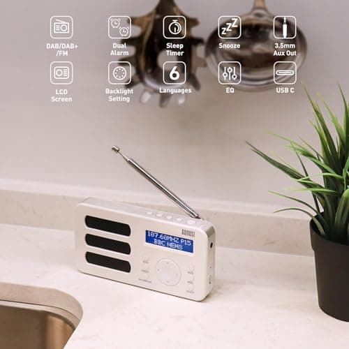 August MB225W Portable DAB/DAB+/FM Radio, Dual Alarm, Sleep Timer, RDS — view 2