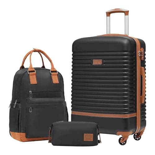COOLIFE Suitcase Set, 3 Piece Luggage Sets with Travel Backpack & Wash Bag