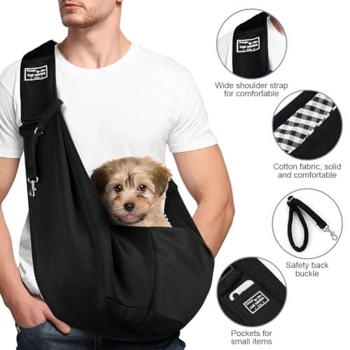 Adiwo Puppy Carrier - Reversible Hands-free Dog Carry Sling for Small & Medium Dogs & Cats, Soft & Comfortable, Adjustable Dog Carrier Bag Shoulder Tote for Outdoor Walking, Travel & Shopping — view 3