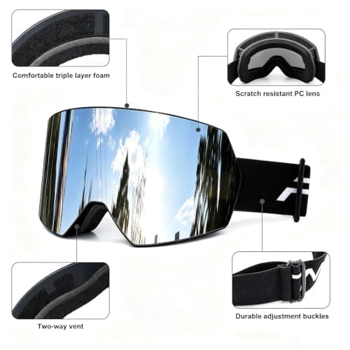 FMY OTG Ski Goggles,Snowboard Goggles for Men,Women & Youth Anti Fog — view 4