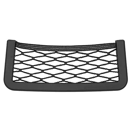 SIXRUN Car Storage Holder，For Mobile Phone Driver License ABS Nylon Mesh Universal Interior Organizer Black Adhesive Mount Small Items Gadget Auto Accessory (Small Size)