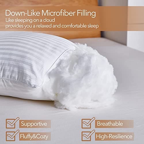 Adam Home Pillows 4 Pack Hotel Quality Side Sleeper Bounce Back Bed Pillow Hypoallergenic & Anti Dust Mite Resistant Premium Filled Hotel Pillows Pack of 4 — view 3