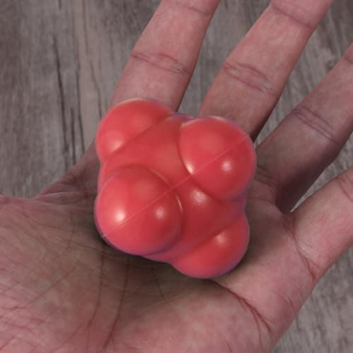 TOYANDONA Red and Hand-eye Coordination for Agility Training Six-sided Multi-sport Training Tool Reflex Ball Silicone to Reflexes and Speed for Gym and Outdoor Use — view 6