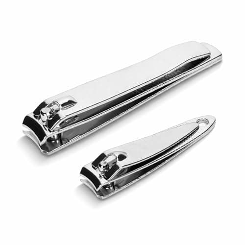 2pc Stainless Steel Nail Clipper Set – Large & Small Clippers with Non-Slip Grip Handles – Precision Cutting for Fingernails & Toenails – Travel Friendly Grooming Kit