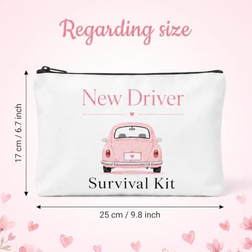 prezentz New Driver Gift for Her 3 Piece Makeup Bag Keyring and Driving Test Card — view 2