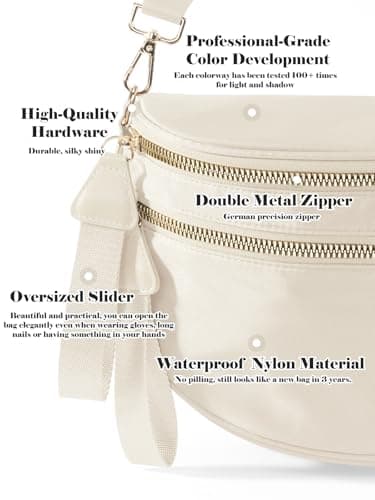 Pure Colour Crossbody Bag Bum Bag for Women,Spacious Purse Fanny Packs Belt Bag,Oversized Bum Bag, Colour Bum Bag-Beige, 11.0 Inches X 8.6 Inches X 4.5 Inches, Casual — view 6