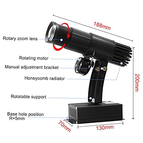 HD 35W LED GOBO Logo Projectors Advertising Light, Free Custom Pattern for Mall Store Car Wash Company Bar Restaurant Wedding (Black,IP20) — view 3