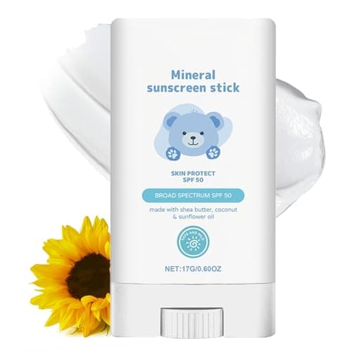 Kids Sun Cream Stick, SPF 50 Baby Sun Cream, Mineral Sunscreen Stick, Lightweight Water-Resistant Roll on Sunscreen for Delicate Sensitive Skin, Non-greasy Face Moisturiser, UVA & UVB Protection