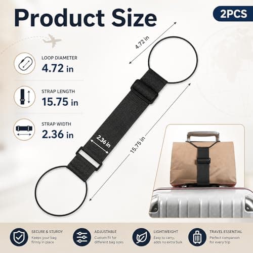4 Pcs Suitcase Straps, Adjustable Luggage Straps for Secure & Organized Packing, Multi-Use Travel Strap with Quick-Release Buckle, Fits Most Suitcases and Luggage — view 3