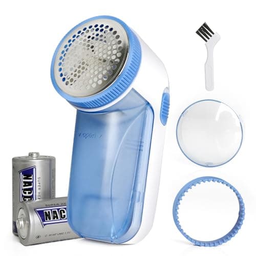 TOUCHBeauty Battery Operated Fabric Shaver, Portable Lint Remover for Clothes & Furniture with Detachable Lint Container, Stainless Steel Blades, Handheld Bobble Remover for Sweaters, Coats & Sofas