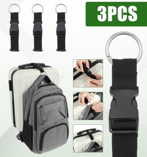 3 Pack Add a Bag Luggage Straps, Adjustable Suitcase Belt with Jacket Holder, Hands-Free Travel Accessory for Connecting Backpacks and Extra Bags — view 5