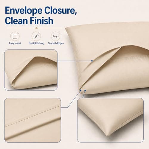 ZPECC Beige Pillow Cases King Size 12 Pack with Envelope Closure — view 6
