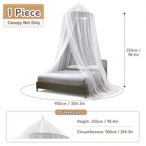 Mosquito Net for Bed,Mosquito Net Dome Tent,Large White Bed Canopy, Hanging Bed Net, Easy Installation Ideal - Hanging Net for Outdoor & Bedroom Use, Travel,Portable Mosquito Protection for Travelers — view 2