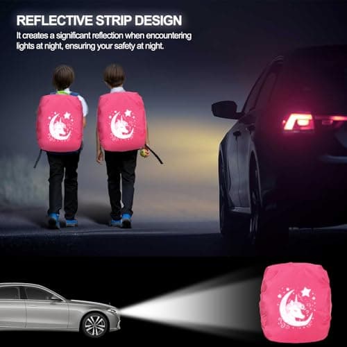 Kaempe Rain Cover School Bag, Backpack Rain Cover, Rain Cover Backpack, Reflector Backpack, Accessories Compatible with Step By Step, Ergobag, Coocazoo, Satch, Scout, Beckmann, Derdiedas (Pink) — view 5