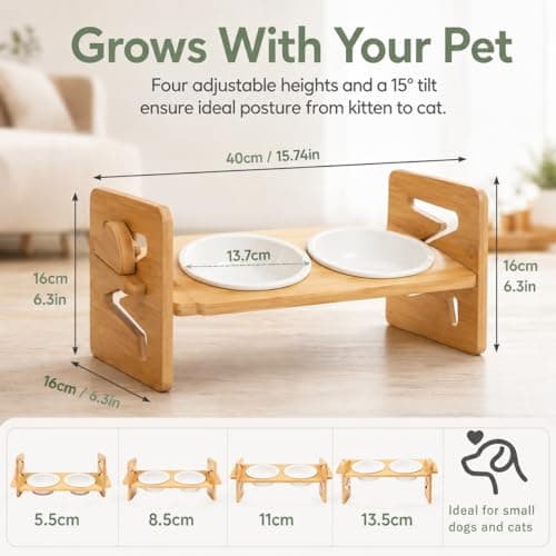 Xygobla Raised Dog Bowls with Stand 4 Level Bamboo — view 2