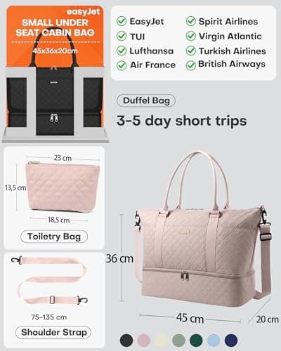 HOTOR Travel Bags for Women - Large Carry on Luggage Weekend Bag Foldable — view 4