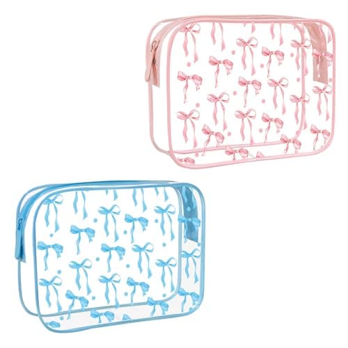Clear Makeup Bag 2-Pack Pink Blue