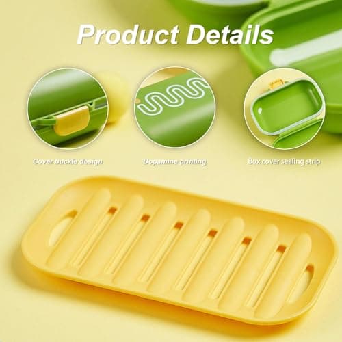 YFaith 2 Pieces Soap Box, Water Proof Travel Soap Holder, Portable Plastic Soap Dish, with Airtight Lid and Drainage Pad, for Home, Travel, School — view 3