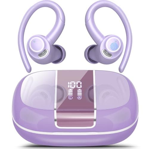 Sport Wireless Earbuds, 48H Bluetooth 5.3 Headphones with Earhooks, ENC Mic