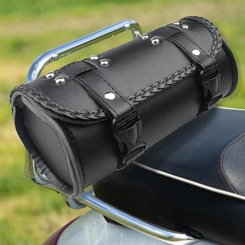 Vintage Motorcycle Bag PU Leather Waterproof Barrel-Shaped — view 3