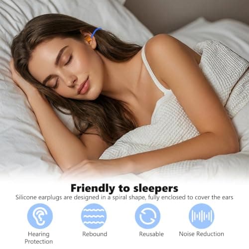 6 Pairs Corded Earplugs Silicone, Reusable Ear Plugs, Noise Cancelling Waterproof Ear Plug for Sleeping Travel Swimming Work Study Shooting Range, Multi Color — view 4